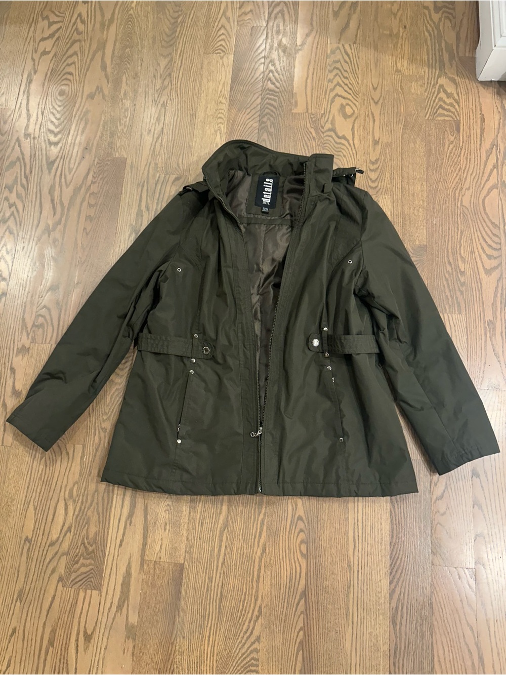 Olive Green Utility Jacket with Hood - Casual Women's Parka